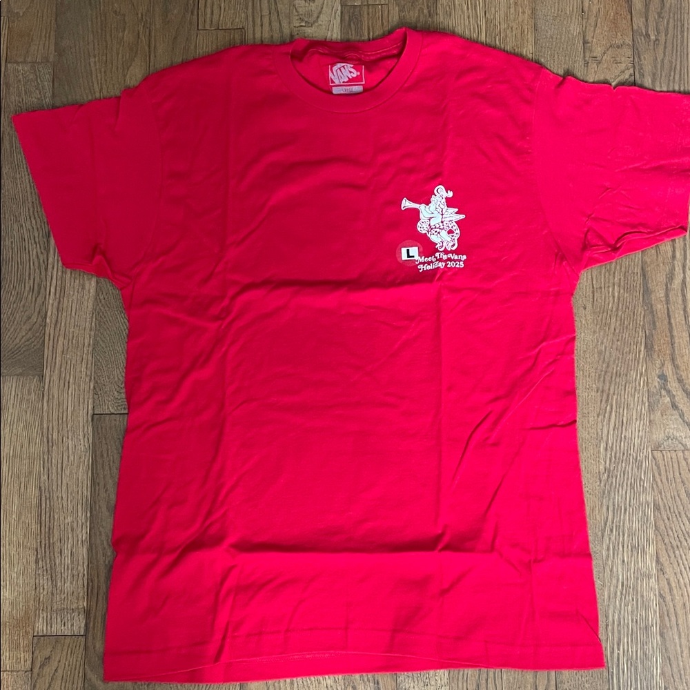 Vans Red Short Sleeve Crewneck Holiday T-Shirt NEW